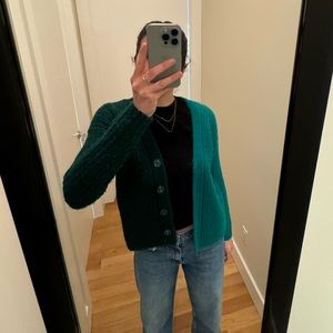 LINE Vera Green Two-Tone Cardigan